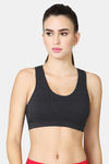 Vstar Cotton Sports Bra With Removable Padding - Charcoal Melange — thumbnail 1